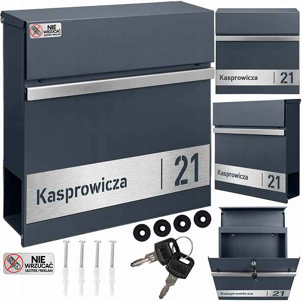 Antracitová Poštovní Schránka Exlusive Adresa Číslo Domu Laminát Stříbrný