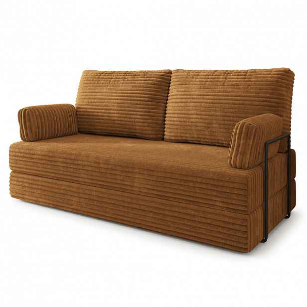 MASSENO POHOVKA z pěny SILAR s kovovým rámem Manšestrová látka Měděná