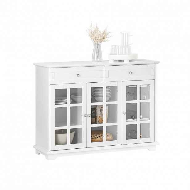 SoBuy NÍZKÁ SKŘÍŇ se dvěma zásuvkami Bílá 119x40x90cm Klasický