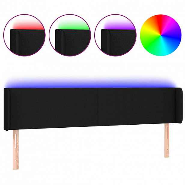 vidaXL Čelo postele s LED černé 183 x 16 x 78/88 cm textil