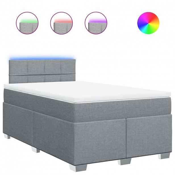 vidaXL Box spring postel s matrací světle šedá 120x190 cm textil