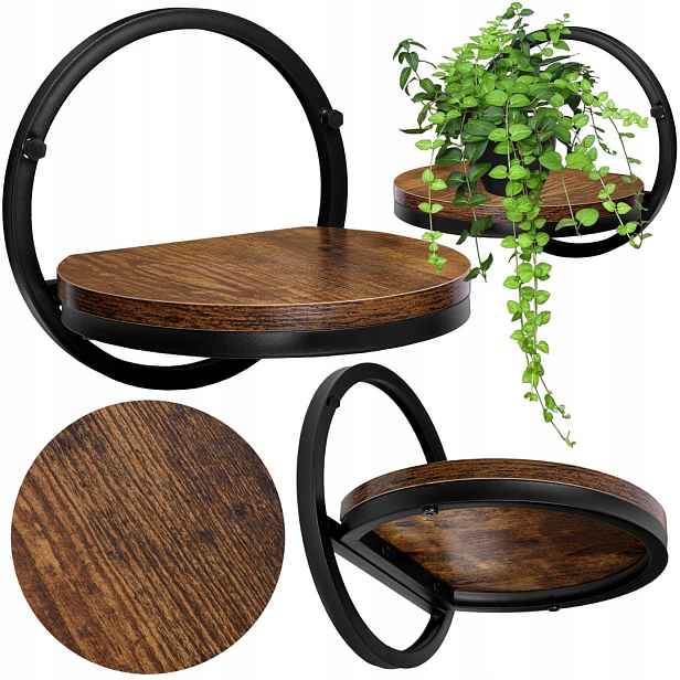 Držák Na Květináč loftový černý Ebro Rustic zestárlý dub