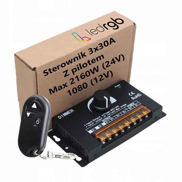 Ovladač stmívače pro Led pásky Cob Knoflík Dálkový Ovladač Do 2160W 12V/24V Výkonný