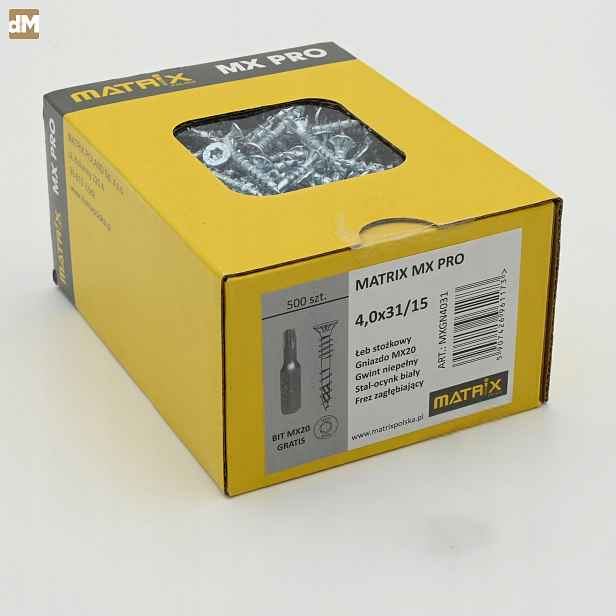 Šroub Matrix MX Pro 4,0x31/15 na torx pro kroucení 2 desek 500 ks