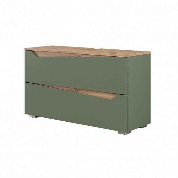 Vicco DOLNÍ SKŘÍŇKA POD DŘEZ Marelle, Zelená/Řemeslný dub, 100 x 57.5 cm se 2 zásuvkami
