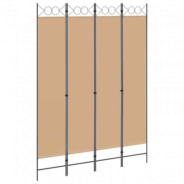 vidaXL 4-panelový pokojový paravan Béžová 160 x 220 cm Textil