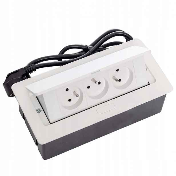 Zatahovací Zásuvka Zapuštěná Do Desky Soft Elektrima 3x230V Bílá