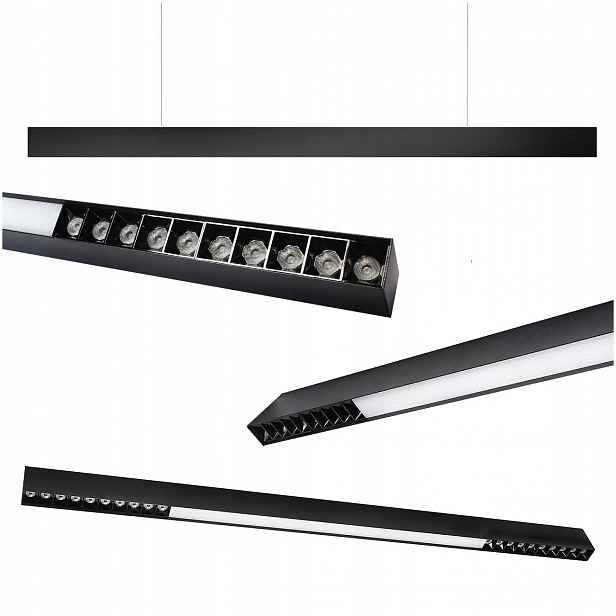 Led Lineární Lampa Premium Černá 40 W Teplá 3000K 2V1, Nástěnná Nebo Závěsná
