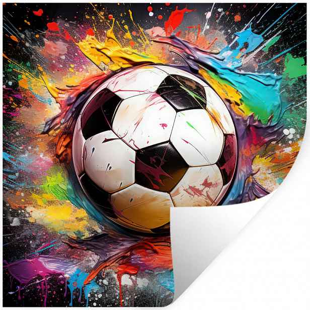 MuchoWow SAMOLEPKA NA ZEĎ Fotbal - barva - barvy - černá - bílá 50x50 cm
