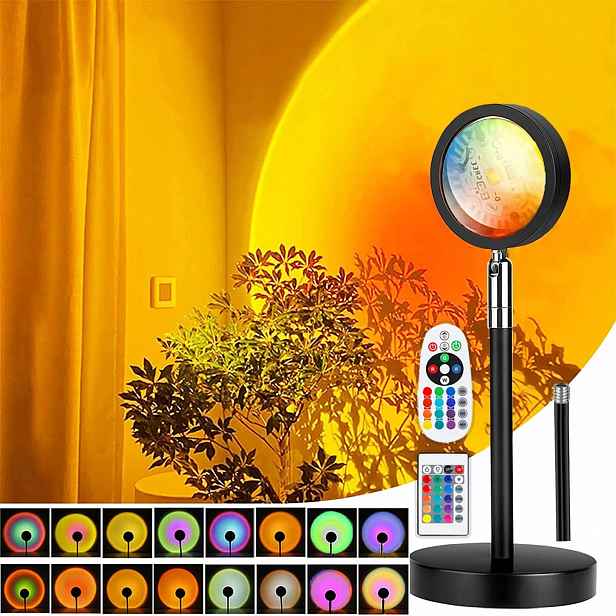 Projekční Lampa Západ Slunce Led 24 Barev Dálkový Ovladač Usb
