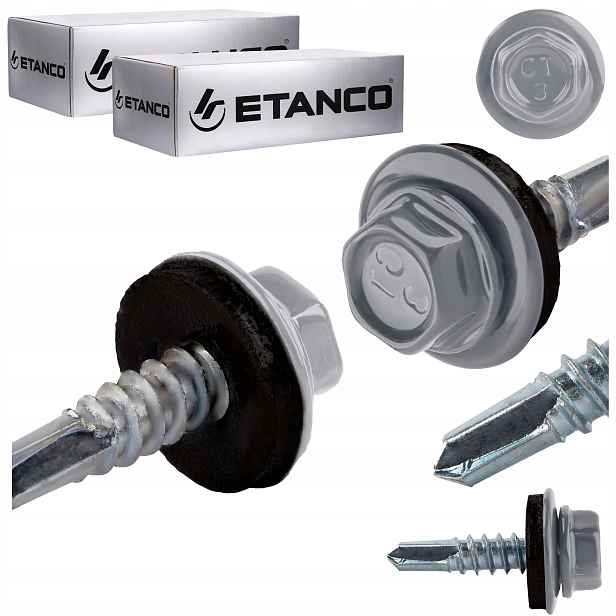 Samovrtné šrouby do kovu 3 mm 4,8 x 19 mm Ral 9006 500 ks Etanco GT3 Z14