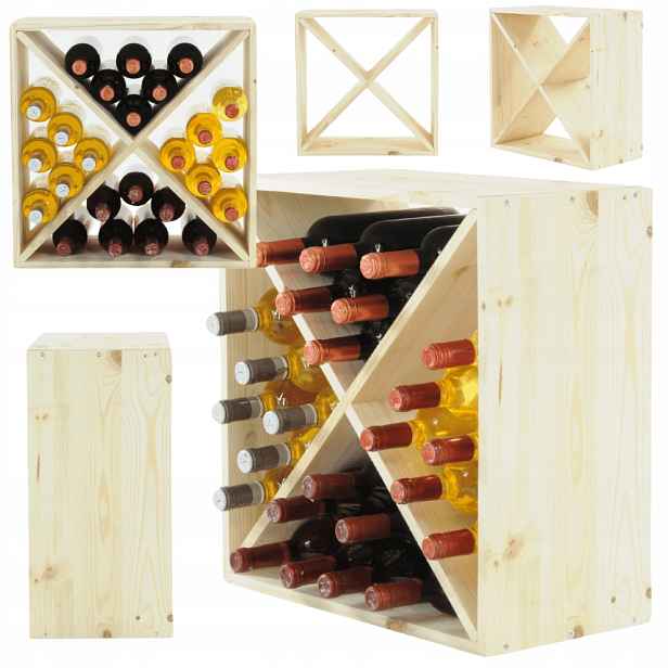 Stojan na víno skříňka na lahve regál typu X 50x50x25 cm 24 lahví Eko