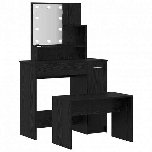 vidaXL LED Toaletní stolek Set 2 ks Černý dub 86,5 x 35 x 136 cm