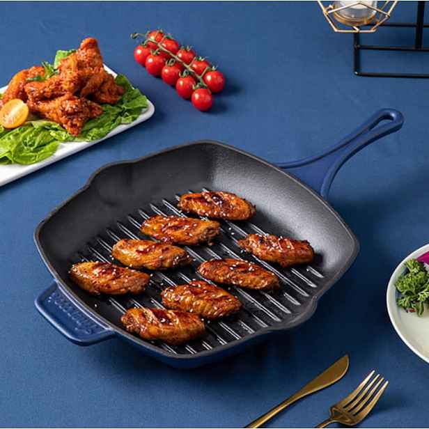 Amercook Grilovací pánev 28 cm litinová, odolná proti přilepení