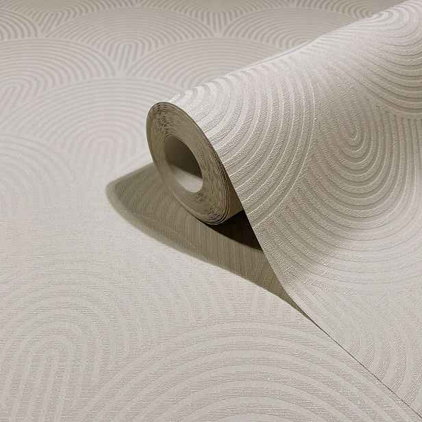 Krémová vinylová tapeta na flizelině geometrická art deco do pokoje tapety