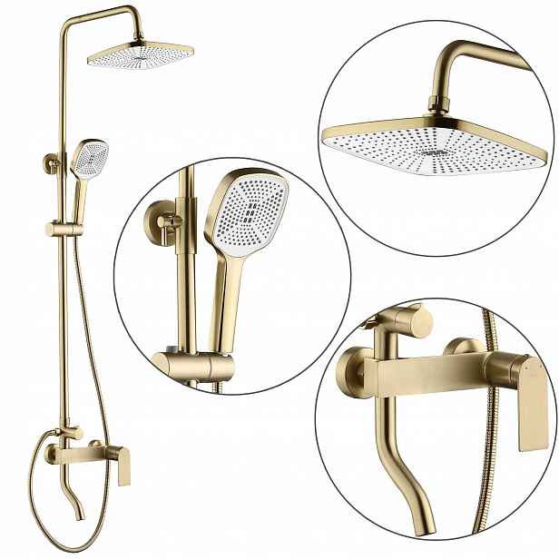 Stříkací sada s dešťovou sprchou 23 cm Rea Storm Brush Gold Dlouhá Vývod