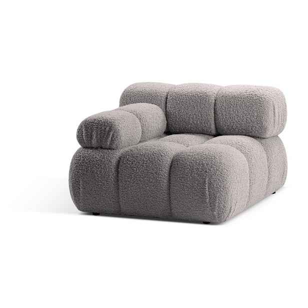 Světle šedý modul pohovky z textilie bouclé (levý roh) Bellis – Micadoni Home