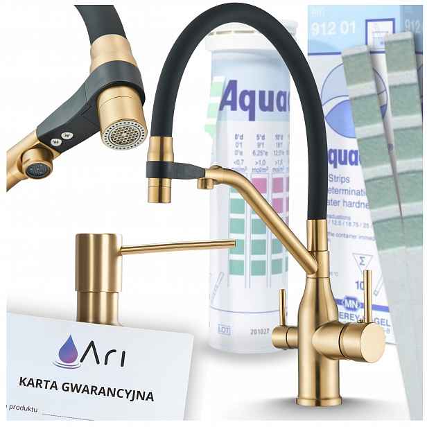 Dávkovač tekutiny na mytí nádobí Kuchyňská baterie Zlatá Dřezová sada