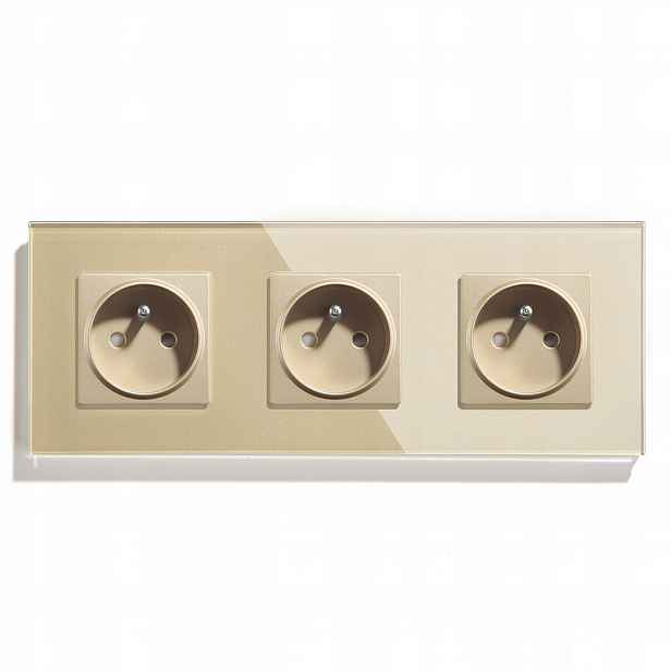 Elektrická Skleněná Zásuvka Trojitá Kontakt 16A Zásuvka 230V Rámeček 228 mm