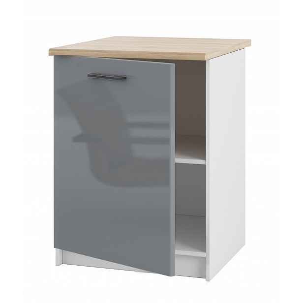 Kuchyňská skříňka Stojící Dolní Šedá Akryl Lesk s deskou pro sestavy 60 CM