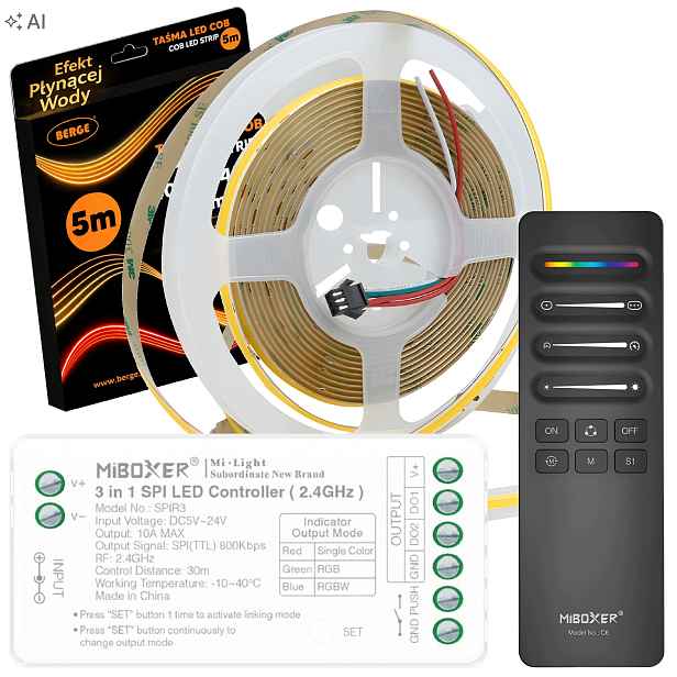 Led Páska Digitální Tekoucí Voda 5M Cob 65W WS2811 24V Miboxer Ovladač Led