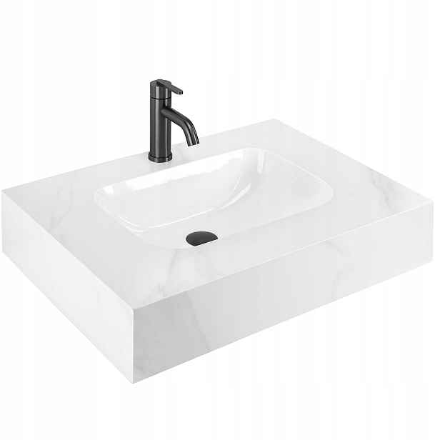 Nástěnné Umyvadlo Závěsné Bílé Mramorové Velké Rea Aresa Belt White 70