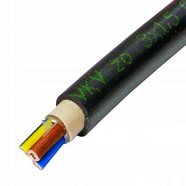 25 m Hotový úsek kabel Yky 3x1,5 mm zemní Uv venkovní 25 m