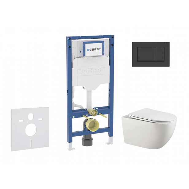 Geberit Duofix - Set předstěnové instalace, klozetu Gaia a sedátka softclose, tlačítko Sigma20, matná černá/černá SANI11CA5106B