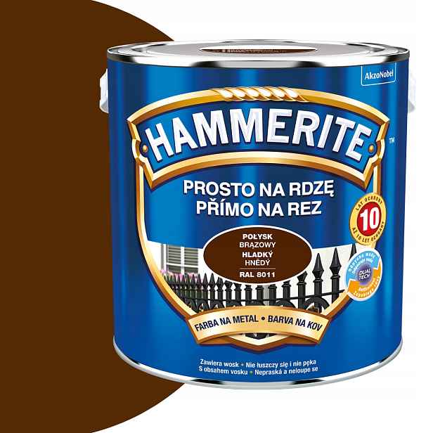 Hammerite Přímo na rez 2,5L Hnědý Lesk Ral 8011