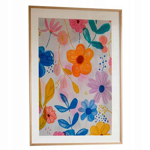 Obraz Květiny Pastelové A3 Plakát do obývacího pokoje Rámeček Dřevěný 30x42 cm
