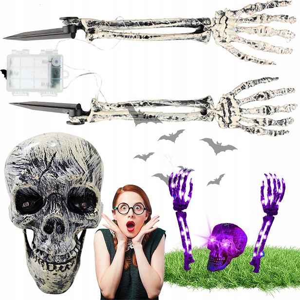 Svítící Kostlivec Halloween Led Fialový 2. Režim Pro Dům Strachů A Zahradu