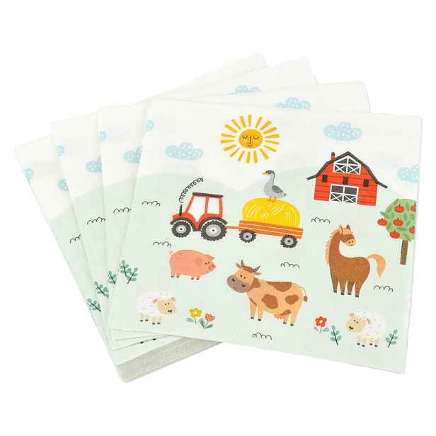 Ubrousky v sadě 20 ks 33x33 cm Farm Animals – Homéa