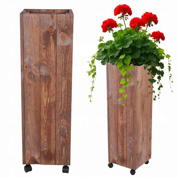 Zahradní květináč dřevěný na kolečkách, mobilní na terasu, impregnace 96x28x28