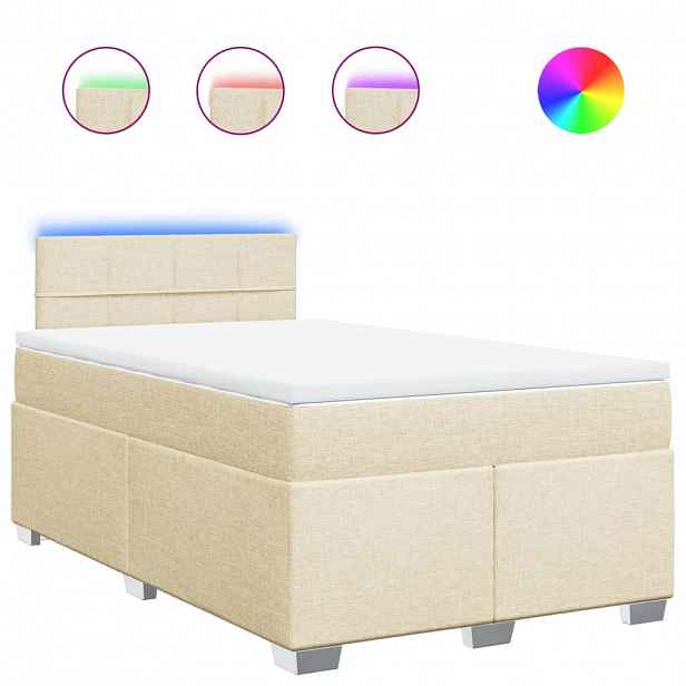 vidaXL Box spring postel s matrací krémová 120x190 cm textil