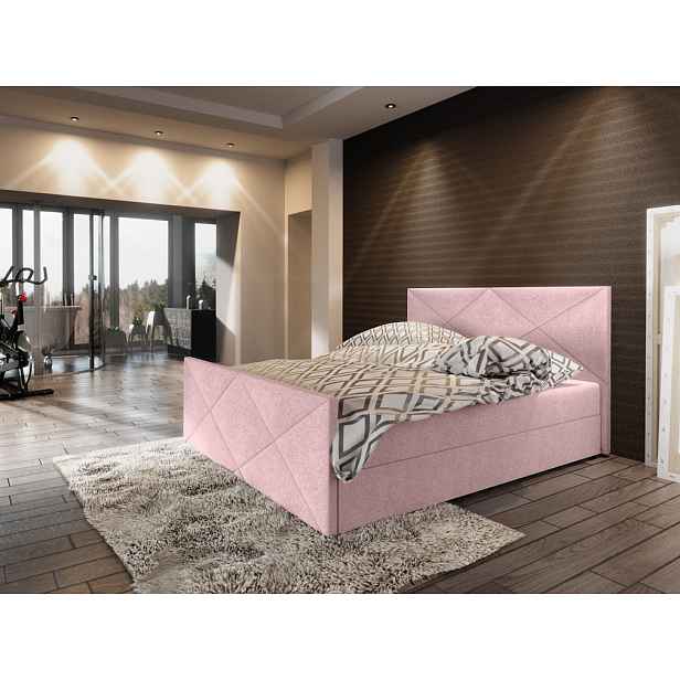 Boxspringová manželská postel VASILISA 4 - 160x200, růžová