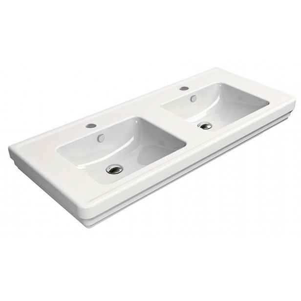 Sapho GSI Classic - Dvojumyvadlo 125x54 cm, 2 otvory pro baterie, ExtraGlaze, bílá 8725111