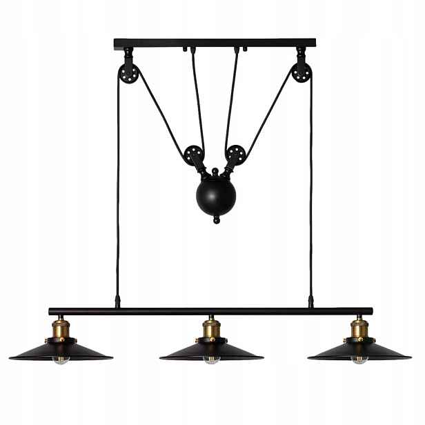 Závěsná lampa lustr retro černá zlatá nad stůl do obývacího pokoje 3 body Abruzzo