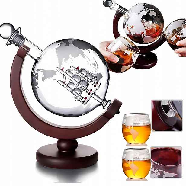Karafa na víno Globe, sada dekantérů na whisky, přenosný Dávkovač vína
