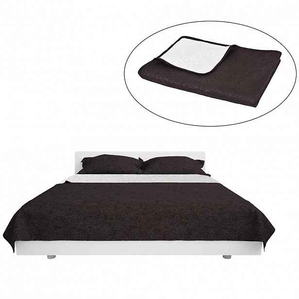 vidaXL Oboustranný prošívaný přehoz na postel 170x210 cm hnědo-krémový