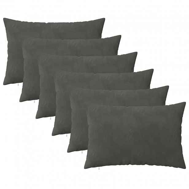 vidaXL Povlak na polštář 6 pcs HEERLEN Tmavě šedá 50 x 80 cm Samet