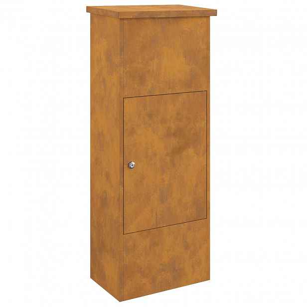 vidaXL Schránka na balíky s úložištěm Rezavá 44,5 x 29 x 110,5 cm