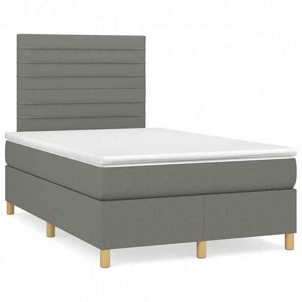 vidaXL Box spring postel s matrací tmavě šedá 120x200 cm textil