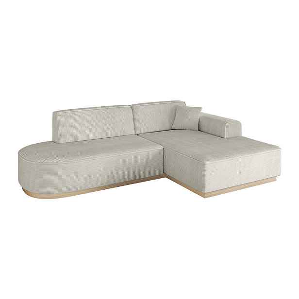 ALTDECOR ROHOVÁ SEDAČKA s otomanem, pravá IREA-L1 232x165x80 Krémová Manšestr