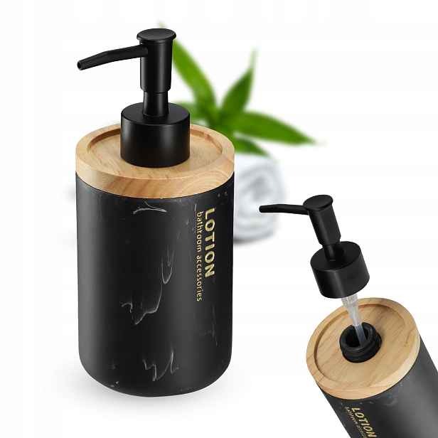 Dávkovač Na Tekuté Mýdlo Gelové Mýdlo 250 ml Černá Imitace Mramor
