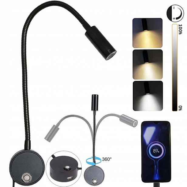 Nástěnné Svítidlo Led Lampa S Vypínačem Noční Nad Ložnici 3W