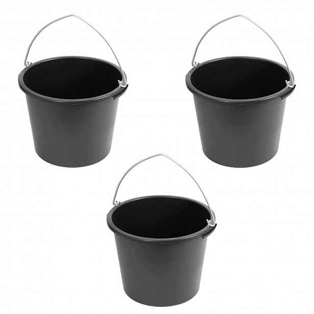 Qbrick Stavební kastra kulatá 40 l s držákem, kbelík na maltu, omítka x3
