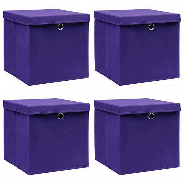 vidaXL Úložné boxy s víky 4 ks fialové 32 x 32 x 32 cm textil