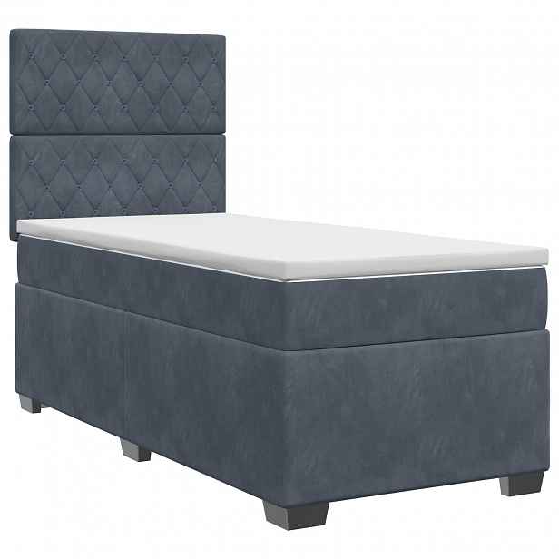 vidaXL Postel boxspring s matrací s čelo Tmavě šedá 90 x 190 cm Samet