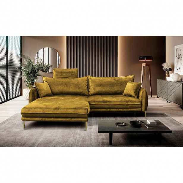 MID.YOU ROHOVÁ SEDAČKA, textil, hořčicově žlutá