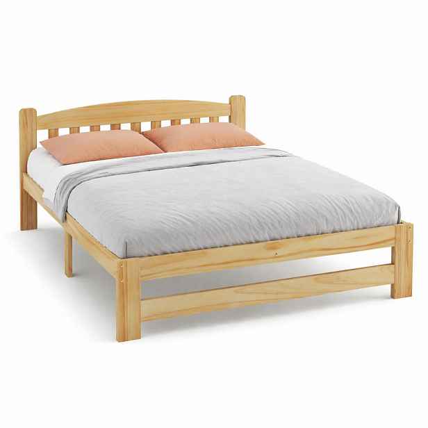 CHICFURN FUTONOVÁ POSTEL 140/200 cm v přírodní barvě s čelem postele a lamelovým roštem
